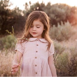 City Mouse Muslin Button Up Dress Rose NWT 9-12m